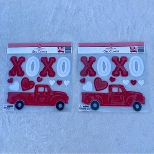New Valentine's Day Gel Window Clings 24 Pieces Hearts Red Farm Truck-2